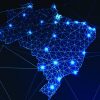 Mapa digital do Brasil com conexões virtuais entre os estados